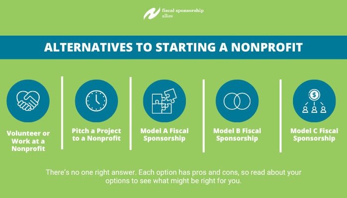 an infographic showing the five alternatives to starting a nonprofit